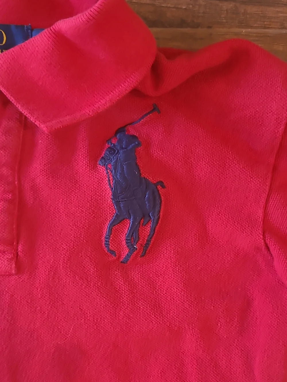 Ralph Lauren Red Boys' Polo with Navy Pony 100% Cotton Size 8